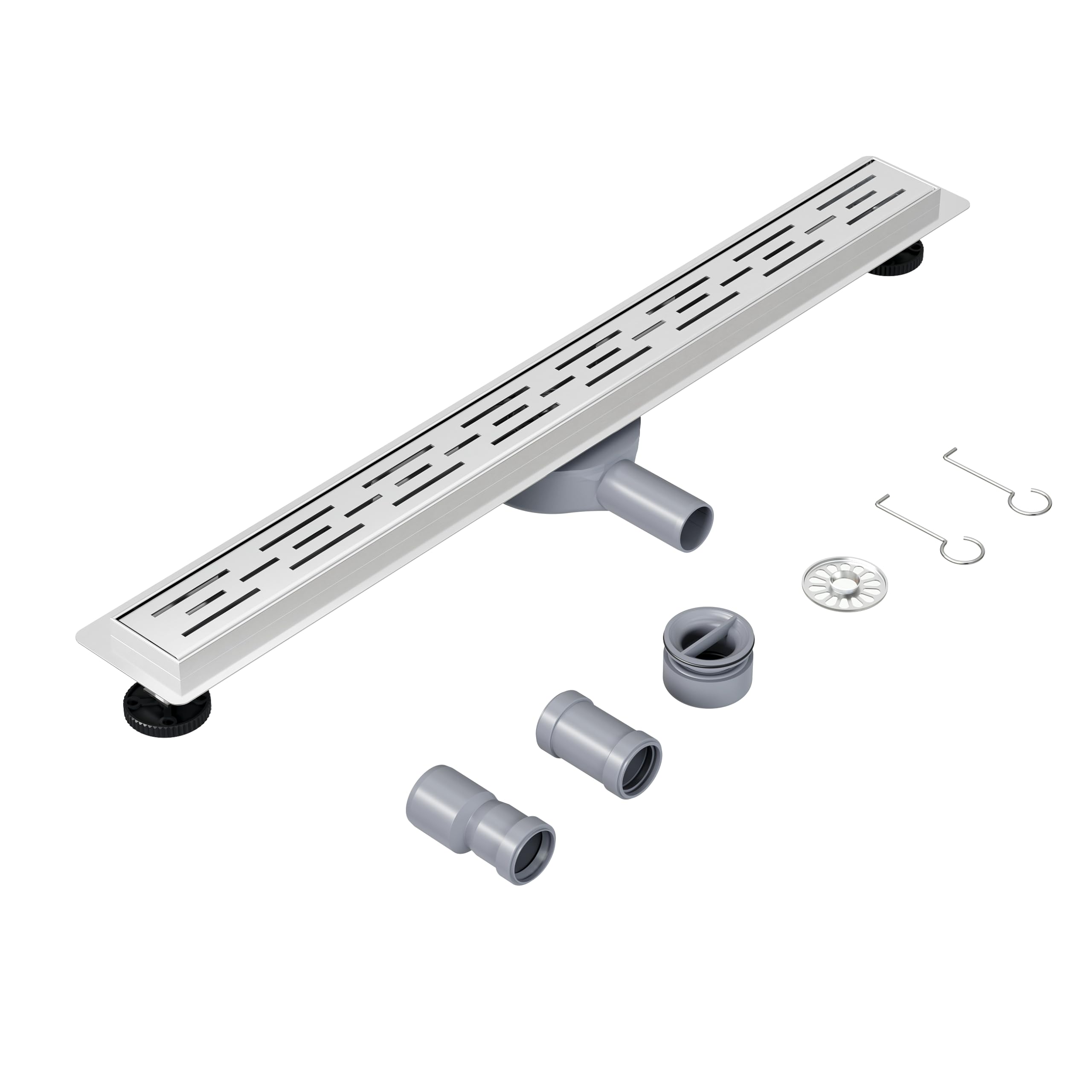 Neodrain Shower Drain 70 cm Stainless Steel Floor Drain - 360° Siphon Drain Extra Flat with Shower Trap, Hair Strainer and Drainage Adapter for Bathroom