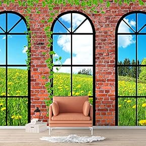 Wall Murals for Bedroom Vies from French Window Design Removable Wallpaper Peel and Stick Wall Stickers - 66x96 inches