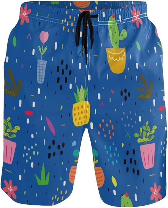 Amazon ビーチパンツ メンズ 大きいサイズ 水玉柄 植物 サボテン ポケット付き おしゃれ S ショートパンツ 通販