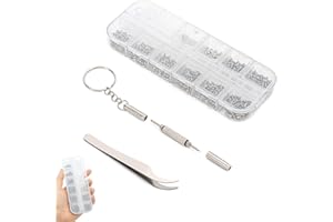 Gelapa Glasses Repair Kit with Mini Screwdriver, Tweezers Nose Pads & Storage Box, 8 Sizes Repair Screw for Watch & Eyeglass