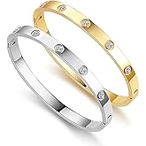 TruNova Gold Bracelets for Women, 18K Gold Plated Friendship Bangle Bracelet Stainless Steel Bracelet Jewelry Gifts for Women