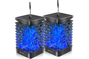 EOYIZW Solar Lights Outdoor, 99 LEDs Solar Lantern Flickering Flame Lights for Garden Decor- 2 Pack Waterproof Solar Garden Lights for Patio Yard Porch Lawn Decorations Blue Solar Lights