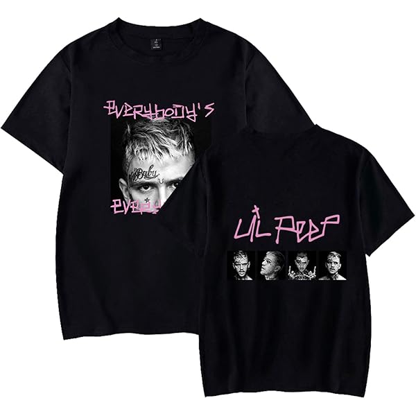 Lil Peep Tシャツ ブラックS〜Msize Washed Vintage Rapper Lil Peep Double Sided Print T-shirts