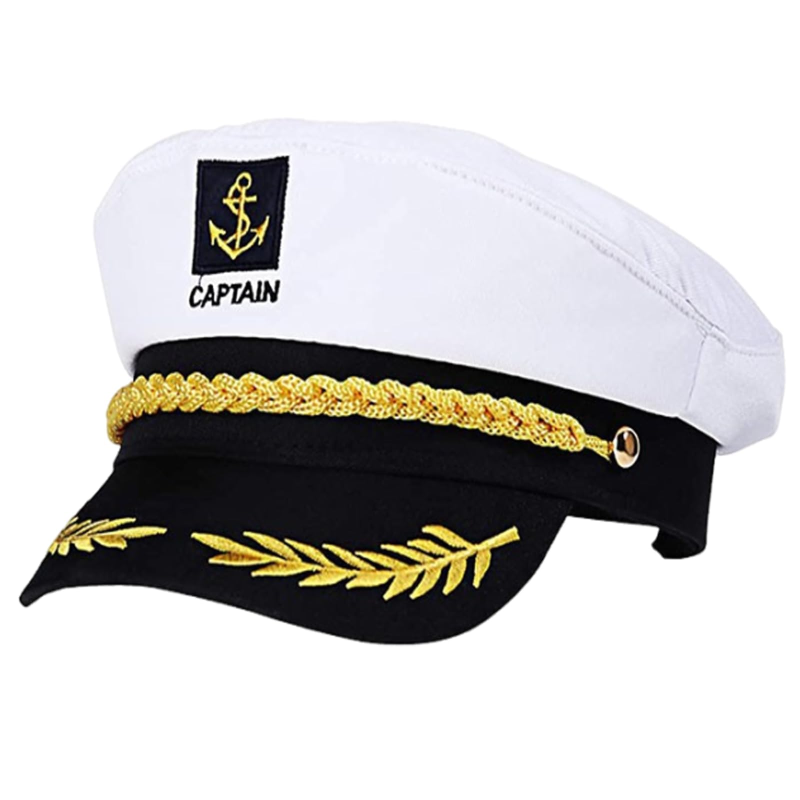 Mystiqut Captain & Sailor Hat - White, Adjustable, Navy Marine Costume Hat for Adult Party, Halloween, Cosplay