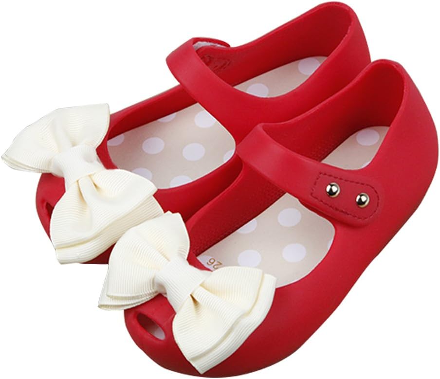 iFANS Girls Princess Mary Jane Cloth Bow Jelly Shoes Flats(Toddler Little Kids)