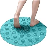 Shower Mat Round Non Slip Bath Mat with Suction Cup 18.1x18.1in Shower Stall Mats with Drainage Hole Silicone Material
