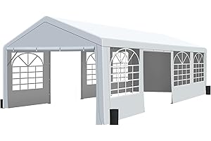 GARTOO 13' x 26' Canopy Party Tent & Carport - Heavy Duty Outdoor Wedding Gazebo with 4 Sand Bags, Event Shelter Canopy for Outdoor Event, Wedding, Birthday Party