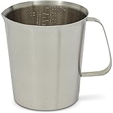Juvale 4-Stainless Steel Metal Measuring Cups - 32 Oz/1000 mL, With Handle - Stainless Steel Graduated Pitcher with Ounce & Milliliter Markings