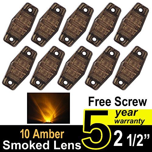 10 pcs TMH 2.5″ 10 Smoked Lens Amber Light Super Flux Side Led Marker, Trailer marker lights, Led marker lights for trucks, RV Cab Marker light Red, Surface Mount LED