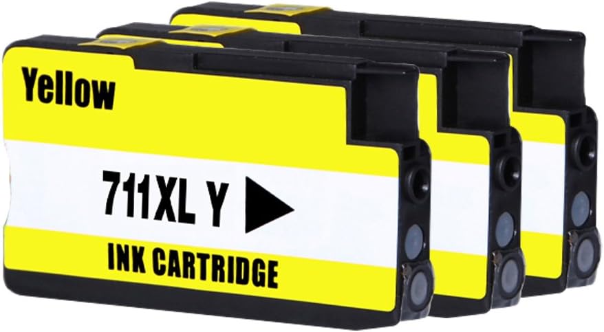 Bosumon Yellow Ink Cartridge for HP 711 711XL Replace for HP designjet T120 HP designjet T520 Series, Show Ink Level