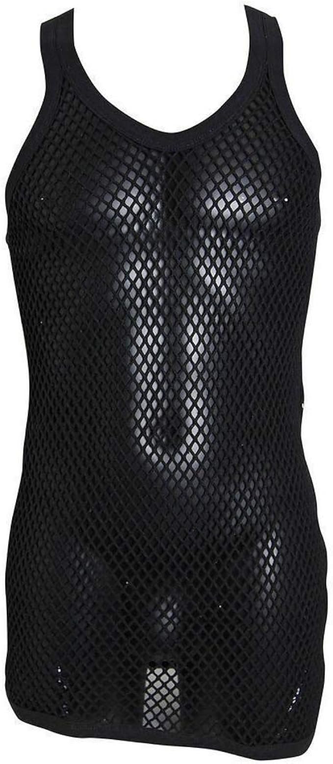 Mens String Mesh Vest 100 Cotton Mesh Fish Net Fitted Rasta String
