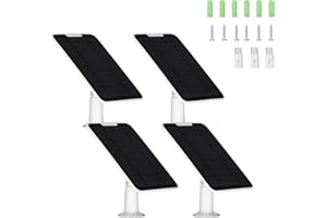 OMIENTION Upgrade 5V 6W Solar Panel for Security Camera, Compatible with Eufycam 2C/2C Pro/2/2 Pro/E20/E40/E, Continuous Power Supply with Micro USB Port, USB-C Adapter and 9.8ft/3m Charging Cord, 4 Pack