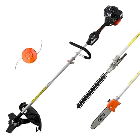 BRAST Benzin Multitool mit Elektrostart 4 in 1 Motorsense Freischneider Heckenschere Rasentrimmer Astsäge Start per Zündschlü