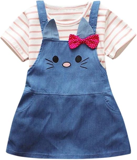 striped denim overall dress
