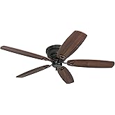 Honeywell Ceiling Fans Glen Alden, 52 inch Classic Flush Mount Indoor Ceiling Fan with No Light, Pull Chain, Quick-2-Hang Dual Finish Blades, Reversible Motor - 50516-01 (Oil Rubbed Bronze)