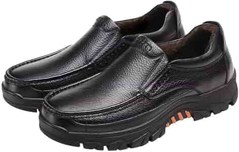 men genuine cow leather waterproof comfy non slip soft slip on casual oxfords