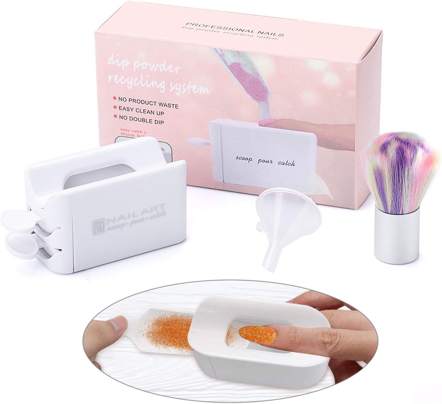 JASSINS Dip Powder Recycling Tray System Dip Case Nail Dip Container