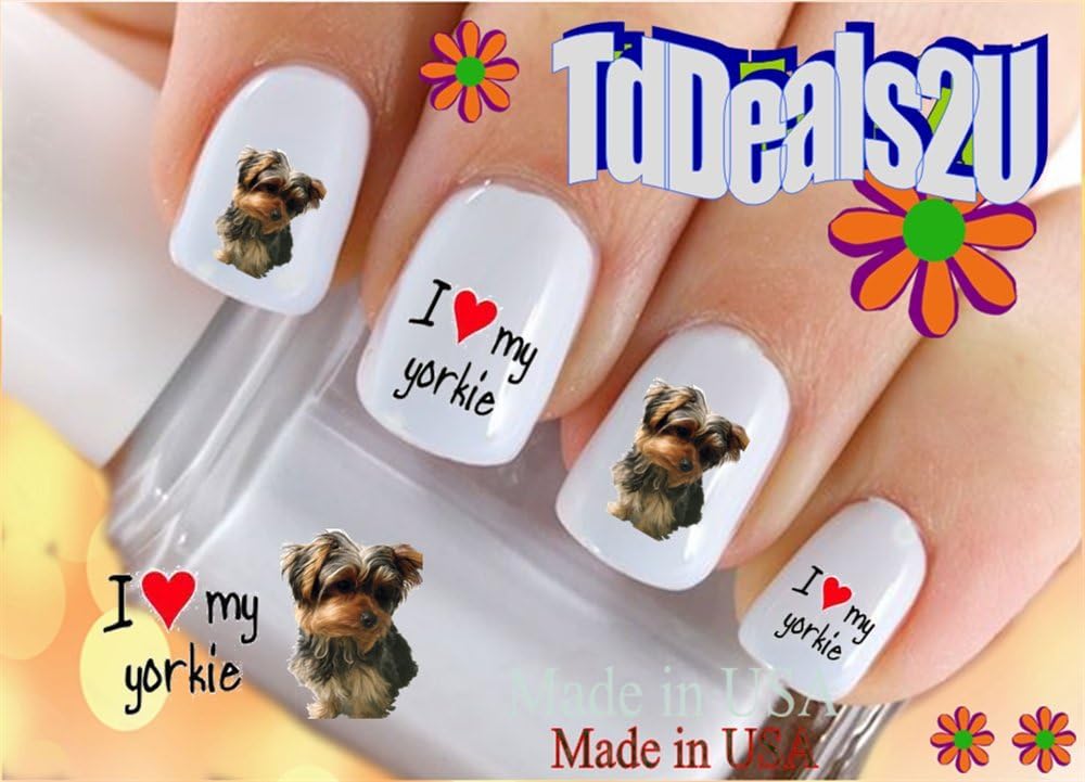 HipZySticKyNail Art Decals Waterslide Nail Transfers Stickers - Dog Breed - Yorkie I Love my Yorkie Nail Decals - Salon Quality! DIY Nail Accessories