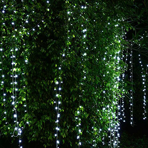 Icicle Curtain Lights, 8 Modes, 306 LED Cutest Fairy String Lights Indoor Outdoor Wall Background Decorative Lights for Wedding/Festival/Party/Garden/Home Christmas Decorations (Cool white) - Thumbnail 3