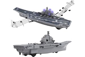 OTONOPI Aircraft Carrier Naval Ship Model Warship Battleship with Lights and Sounds Pull Back Toy Car Vehicle for Kids Room Decoration Party Favor