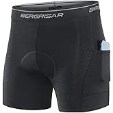 BERGRISAR 3D Padded Bike Shorts for Men Cycling Underwear with Pockets Biking Bicycle Undershorts