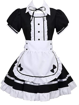 Tzm2016 Costume Da Cameriera Francese In Cotone A Maniche Lunghe Con Grembiule E Copricapo Bianco Grembiule Da Cameriera Francese Cosplay Costume Vestito Da Lolita Dress Maid Colore Nero Small Amazon It Casa E Cucina