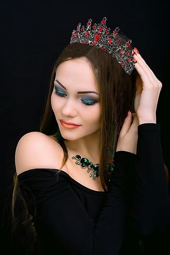 Queen of Hearts Crown, Gothic Black Red Crown, Princess  display picture 2