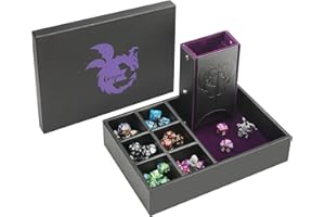 Grajar DND Dice Tray and Dice Tower with Storage, 3 in 1 Dice Rolling Tray with Lid, Portable Dice Box Storage, DND dice Holder for Dungeons and Dragons D&D RPG MTG Table Games - Purple