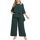 AOVDE Plus Size Pant Suits Women Half Sleeve 2 Piece Formal Office Outfit Women Wedding Guest Pantsuits Casual Daily Outfit