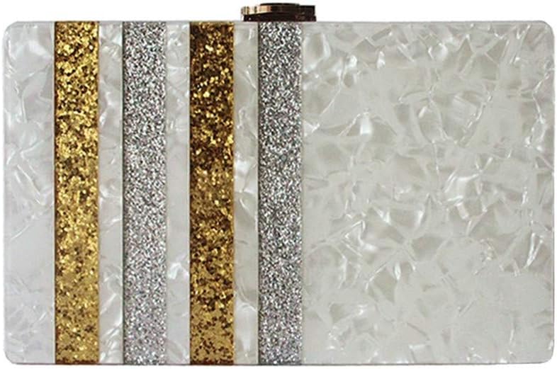 New Acrylic Fashion Women Evening Bags Gold Silver Striped Luxury Sequin Woman Handbag Wedding Clutch