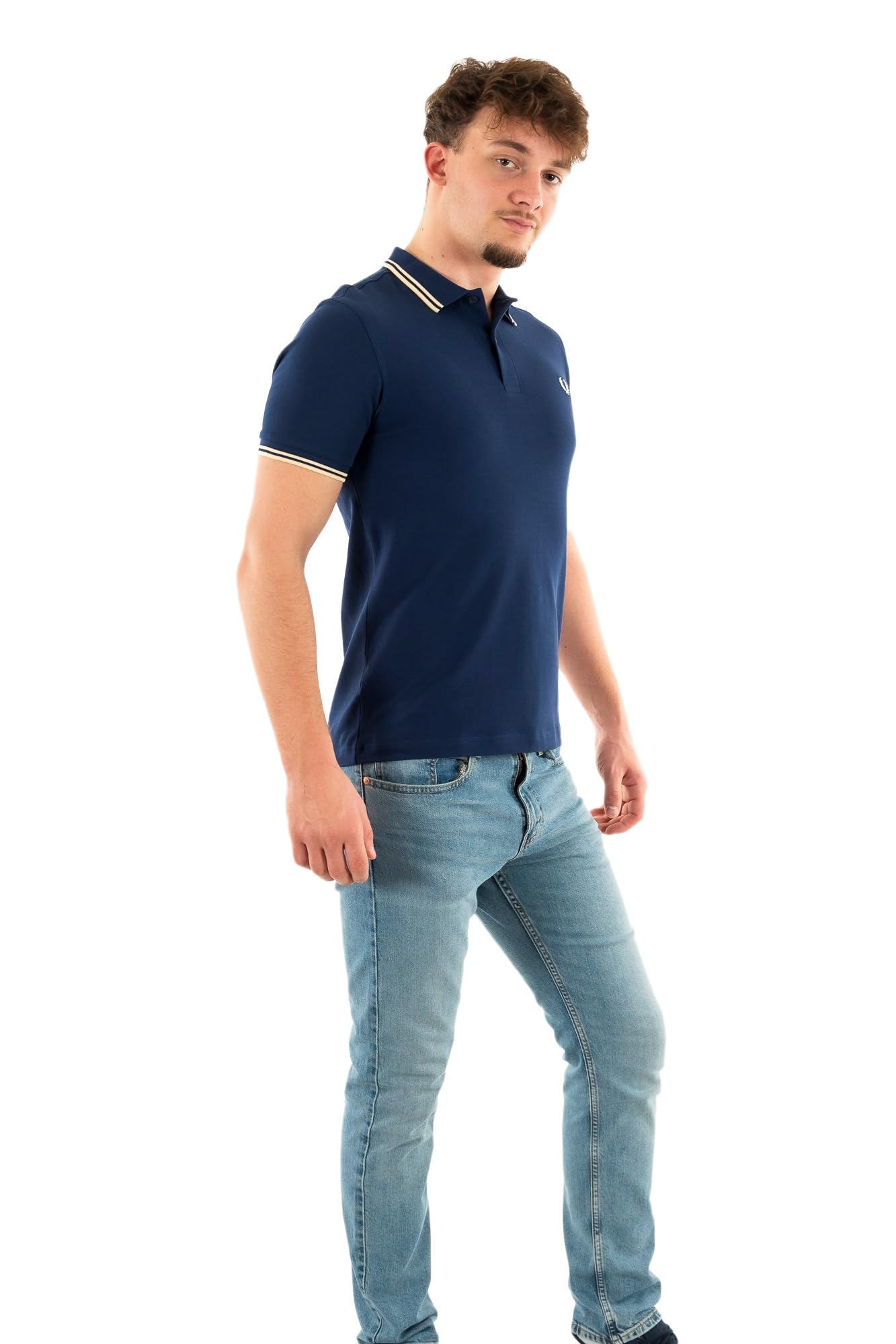 Fred Perry Men's Twin Tipped Shirt, French Navy/Ice