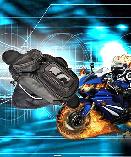 Meago Motorcycle Tank Bag, Hkim Waterproof Accessories Bags with Strong Magnetic Motorbike Bag for Honda Yamaha Suzuki Kawasaki Harley, Black (Tank Bag)