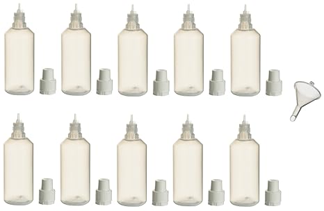 10 Stück PP-Flaschen 100ml incl. 1x Füll-Trichter - Leerflasche Kunststofflasche Plastikflasche Spritzflasche quetschbar zum 