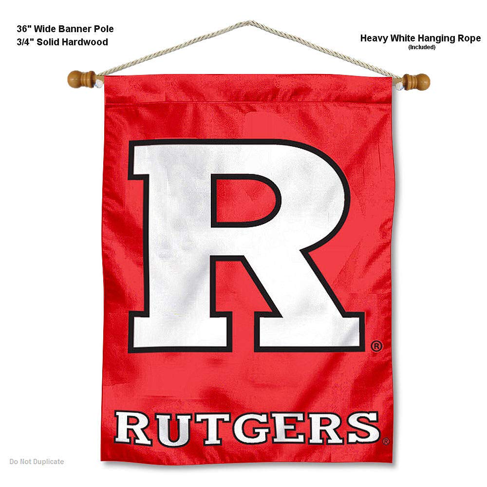College Flags and Banners Co Rutgers Scarlet Knights Banner with Hanging Pole Décor Wall Banners