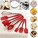 Cooking Utensils,Xpatee 8 Piece Nonstick Silicone Kitchen Utensils Gadgets Set Includes Silicone Ladle,Spatula,Spoon,Brush and Whisk (Red)