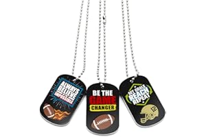 Inkstone Football DogTag Necklace | (12 Pack) Sports Inspirational Quote Be The Goal Changer | Aluminum Metal | Encouraging Gifts For Your Team, Friends, Family, Colleagues, and Employee