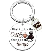 Uerifr Coffee Lover Gifts for Women Cute Coffee Keychain Decor Gift Basket Ideas Barista Gifts for Men Funny Coworker Gift for Friends Coffees Themed Accessories Stuff for Cofee Lovers