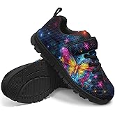 Pointodoor Girls Shoes Big Kid Mesh Sneaker Adjustable Strap Athletic Running Sport Walking Shoe Lightweight Slip on Tennis Shoes