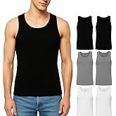 Athllete Men’s Athletic Fit Tank Tops 6 Pack - 100% Cotton Breathable Sleeveless Undershirts