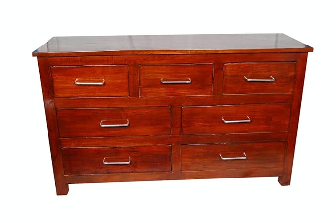 CK Handicrafts Sheesham Wood Multipurpose Storage Chest of 7 Drawer for Living Room | Teak Finish