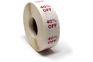 STORE FIXTURES DIRECT 40% Percent Off Mark Down Dot Stickers, 3/4" Round Self Adhesive Retail Circle Labels, 1000 Pack