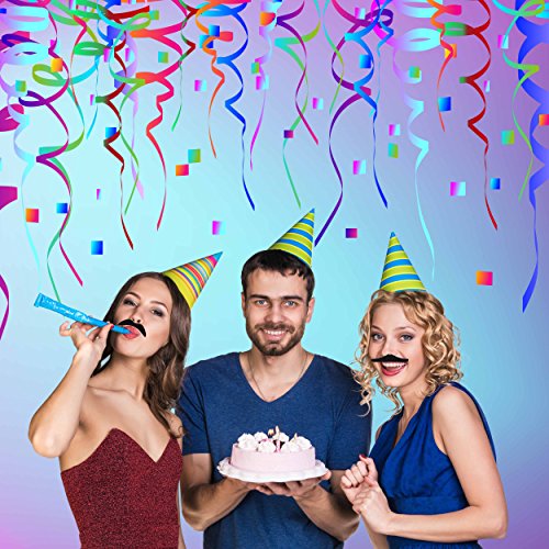 Whaline 60 Piece Fake Mustache Self Adhesive Costume Novelty Mustaches for Party Supplies, Masquerade & Performance (Black)