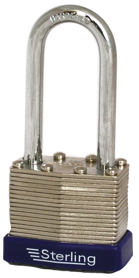 Sterling LPL242 40mm Double Locking Laminated Padlock with Long Shackle, Chrome and Blue — image 1