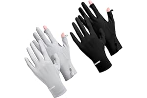 Loopeer 2 Packs Women Sun Protection Driving UV Gloves Full Finger Touchscreen Non Slip Breathable Summer Outdoor Gloves