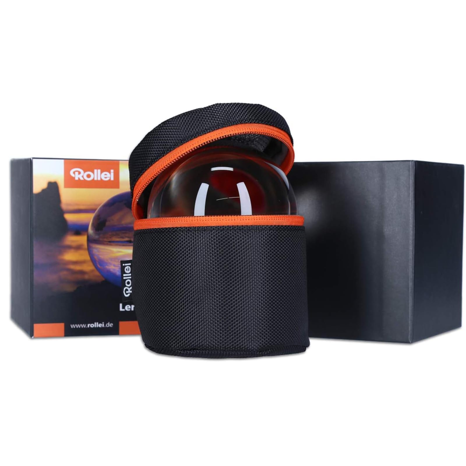 Lens Crystal Ball K9, Rollei Clear Glass Ball 90mm Photography Crystal Sphere with Storage Bag and Microfiber Cloth Camera Accessories for Photography Art Decoration