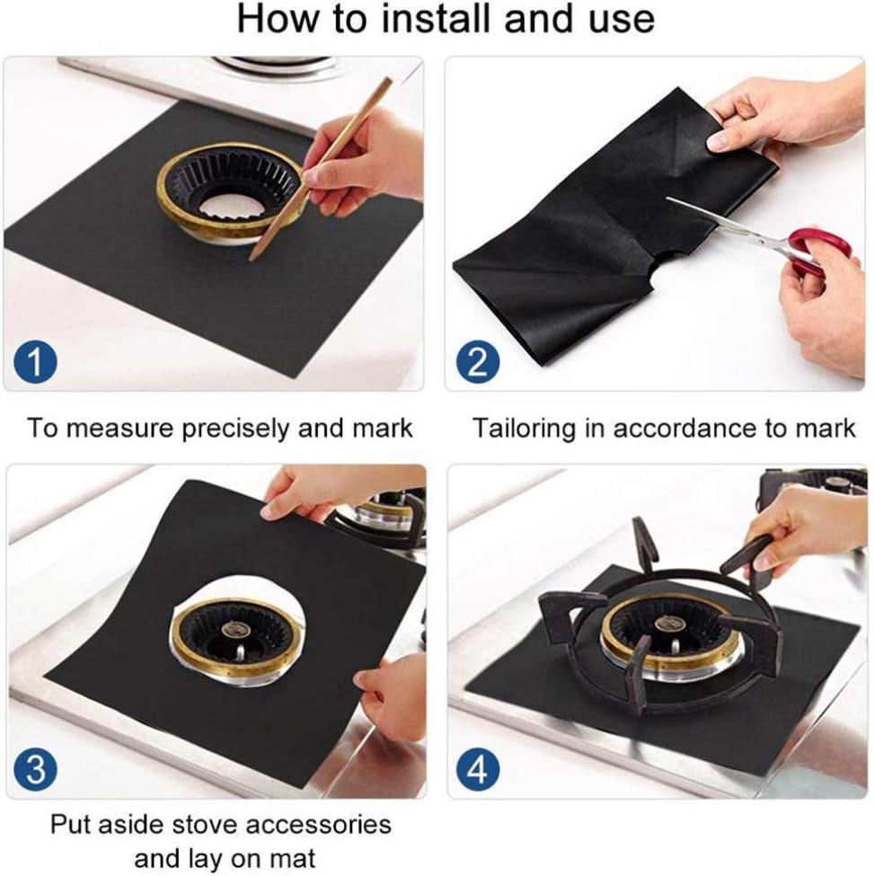 BESPORTBLE 5pcs Practical Stove Burner Covers Gas Range Protector Reusable Hob Stovetop Liners Clean Mat Pad for Kitchen Use - Image 4