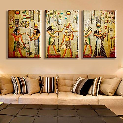 Triple abstract no frame picture Egyptian mural Room Escape Modern decorative painting a large art wall art print No Frame