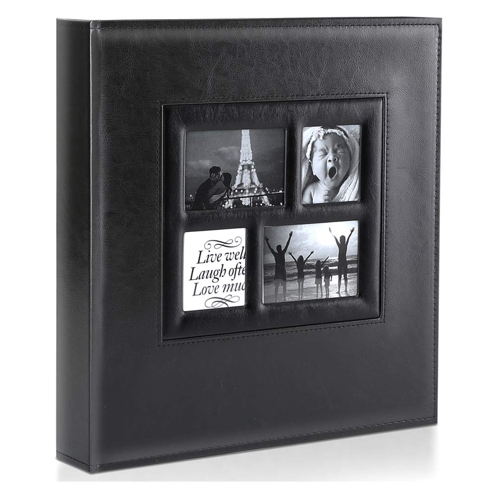 Benjia Photo Album 500 Pockets 6x4 Photos, Extra Large Size Leather Cover Slip in Wedding Family Photo Albums that Holds 500 6x4" / 10x15cm Photos Black — image 1