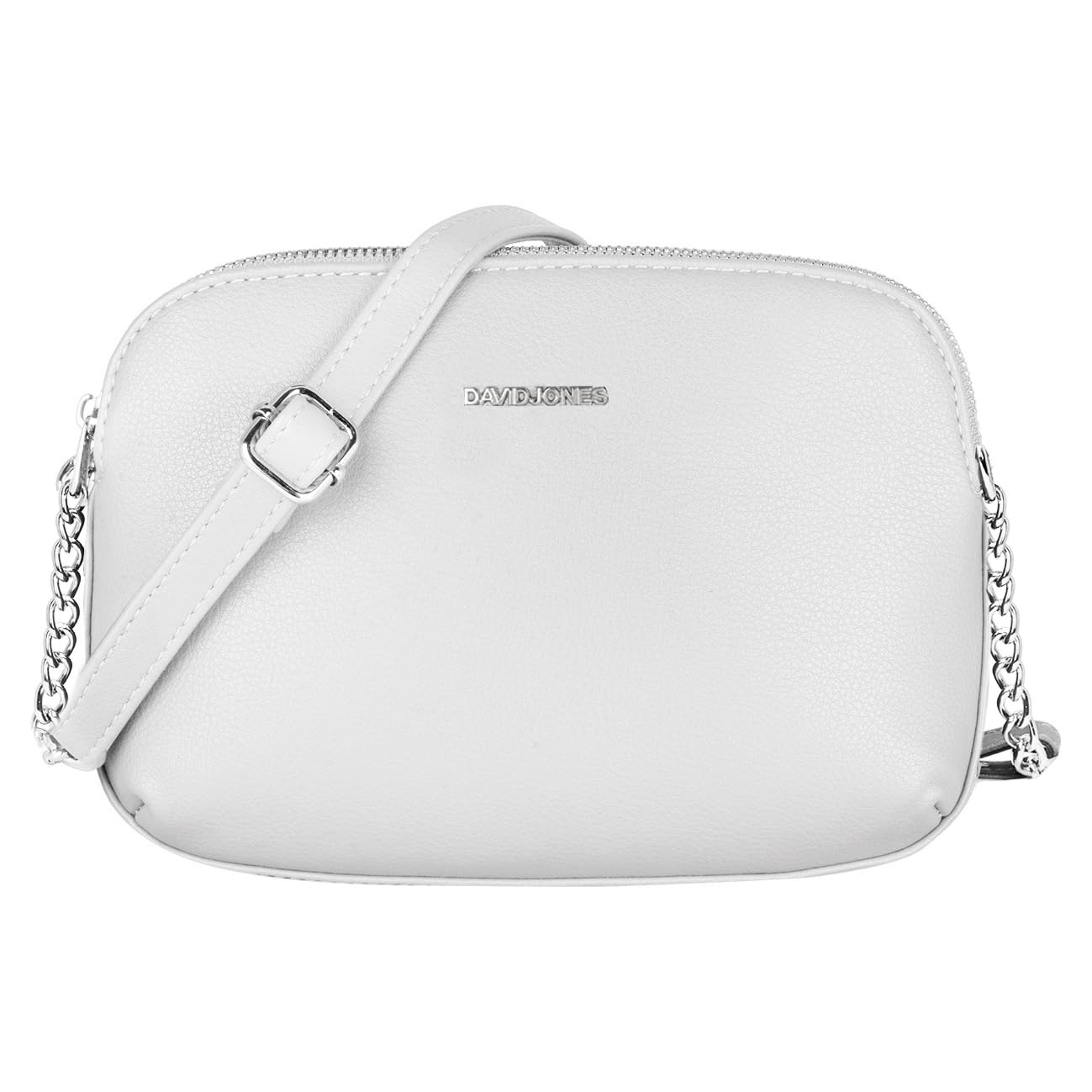 David Jones - Women's Small Crossbody Bag - Ladies Zipper Multi-Pockets Shoulder Bag - PU Leather Messenger Handbag - Classic Elegant City Saddle Bag - Work Travel Casual Everyday Purse Bag - White