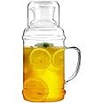 37OZ Glass Pitcher with Lid and Spout, Water Jug, 1000ml Carafe for Hot/Cold Water, Large Iced Tea Pitcher for Coffee, Juice and Homemade Beverage